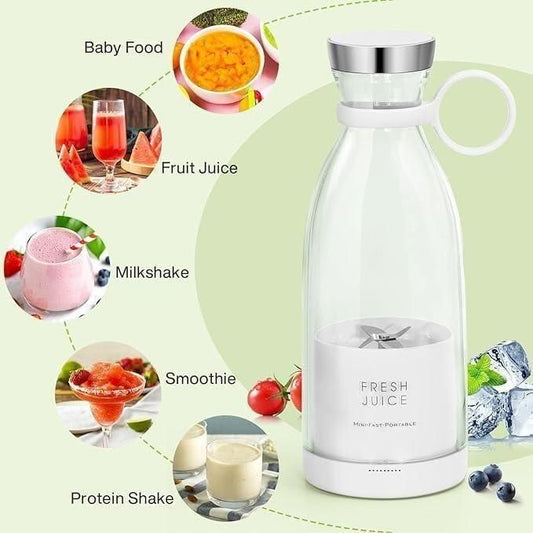 Electric Portable Mini Juicer Bottle | Wireless Personal Size Juicer Blender for Smoothies and Shakes with 4 Blades